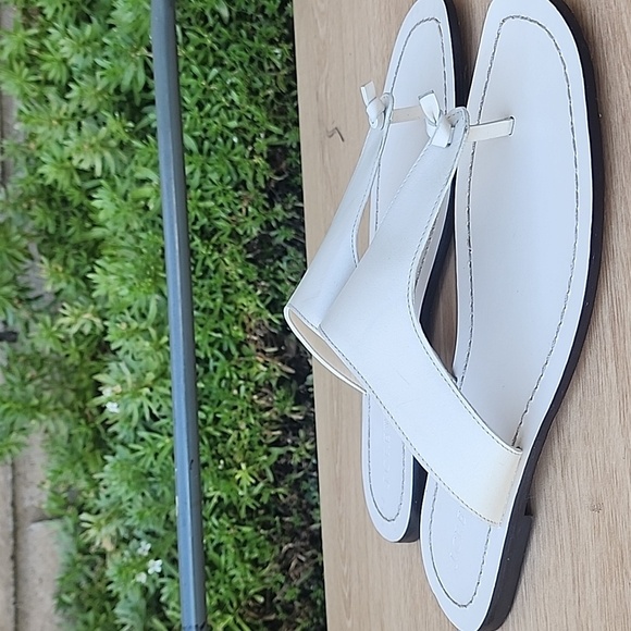 J Crew Cream Leather  Flip Flops Sandals Womens Size 10 - Picture 3 of 12